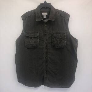 King Size Button Up Adult XXL Mens Gray Sleeveless Denim Jacket